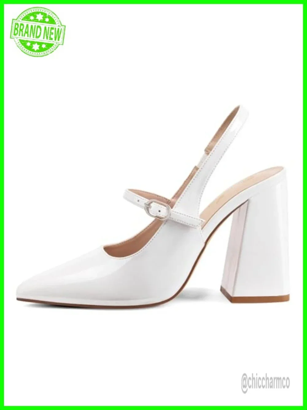 Chunky Slingback Mary Jane Pumps, 4 Inch Block Heel Closed Toe Dress Shoes